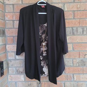 Fashion One Women's Open Font Cardigan with Tank Black Size M